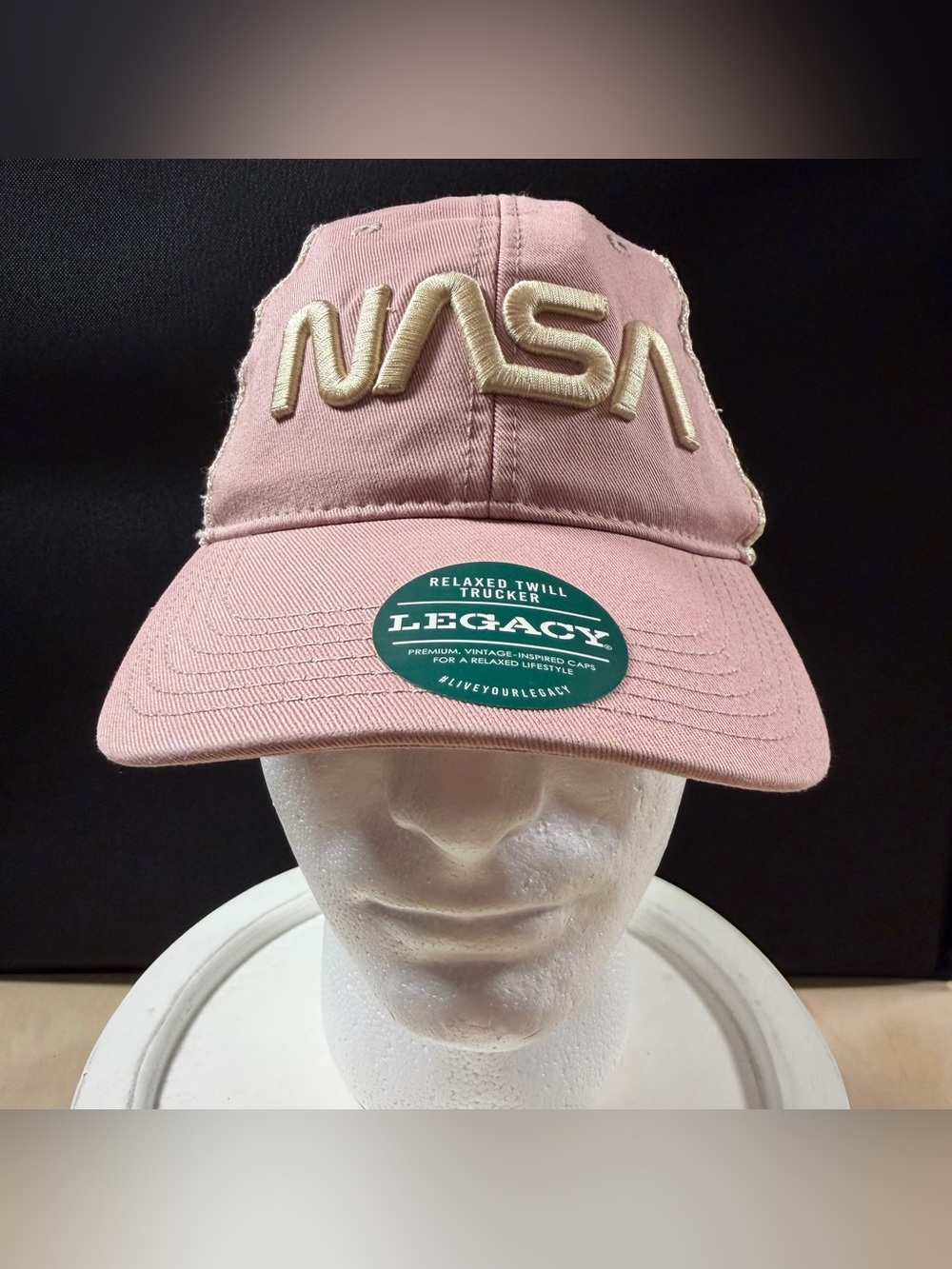 Women’s NASA Pink Twill Relaxed Trucker Hat From Legacy, SnapBack